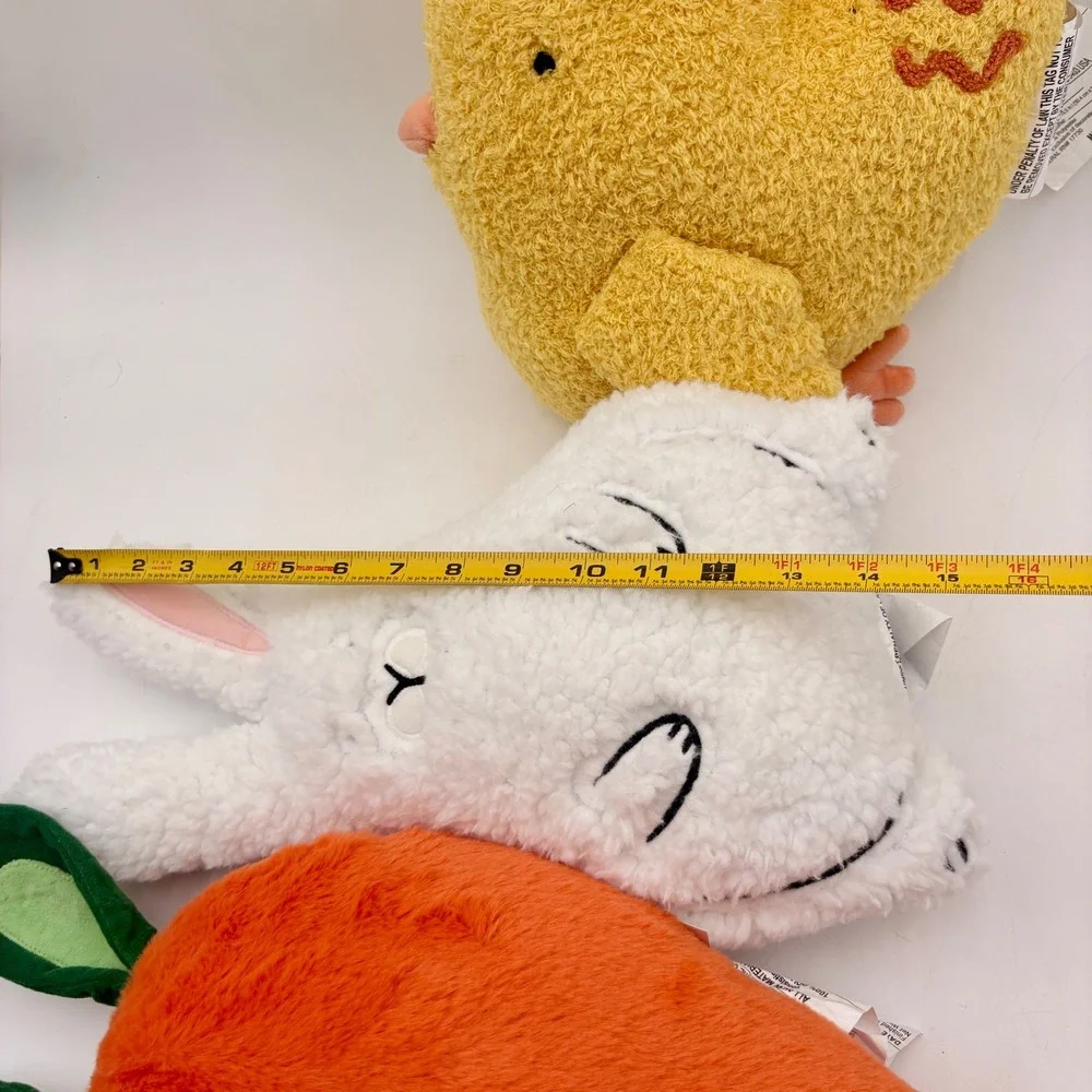 Easter Plush Set Bunny Chick Carrot‎ White Yellow Orange Spring Decor 3 Piece